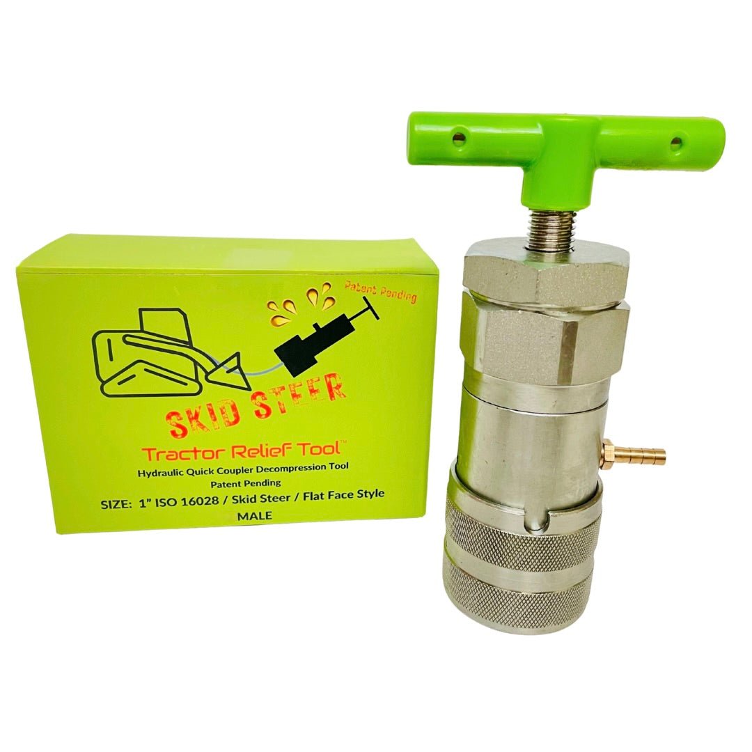 1" ISO 16028 Flat Face Skid Steer MALE Hydraulic Quick Coupler Pressure Decompression Relief Release Tool