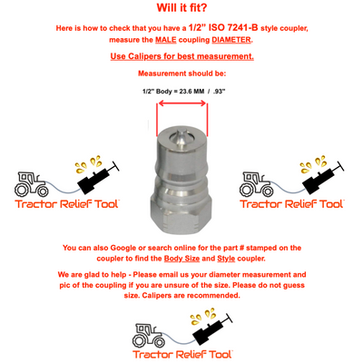 1/2" ISO 7241-B Hydraulic Quick Coupler Pressure Decompression Relief Release Tool