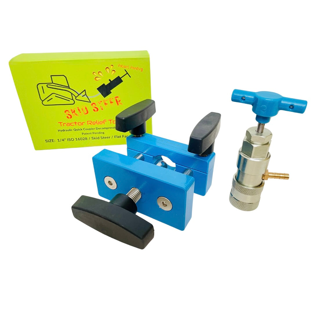 1/4" Both tools - 1/4" ISO 16028 Flat Face Skid Steer MALE and FEMALE Hydraulic Quick Coupler Pressure Decompression Relief Release Tool