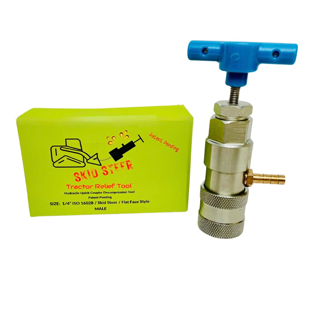 1/4" ISO 16028 Flat Face Skid Steer MALE Hydraulic Quick Coupler Pressure Decompression Relief Release Tool