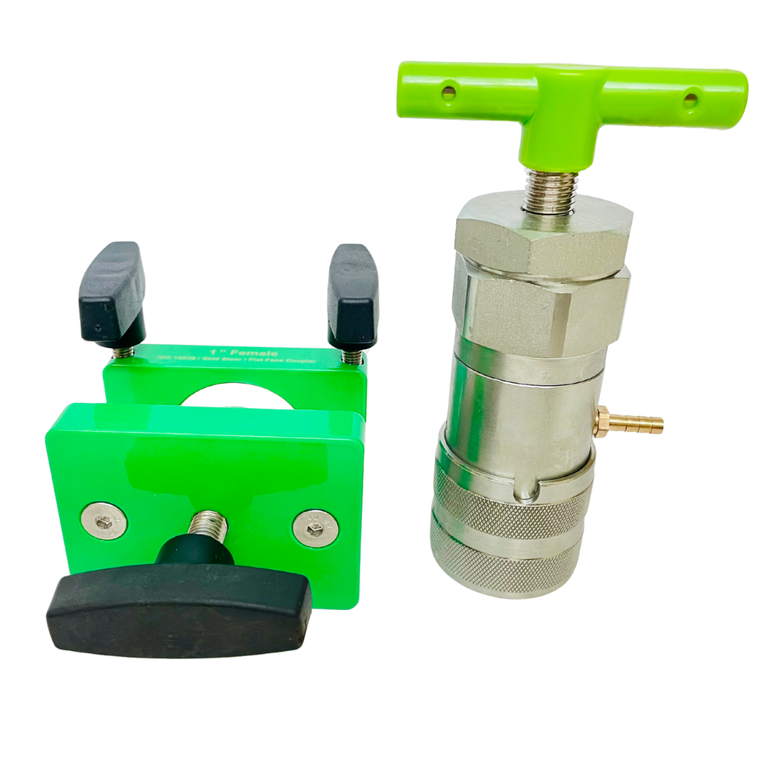 1" Both tools - 1" ISO 16028 Flat Face Skid Steer MALE and FEMALE Hydraulic Quick Coupler Pressure Decompression Relief Release Tool