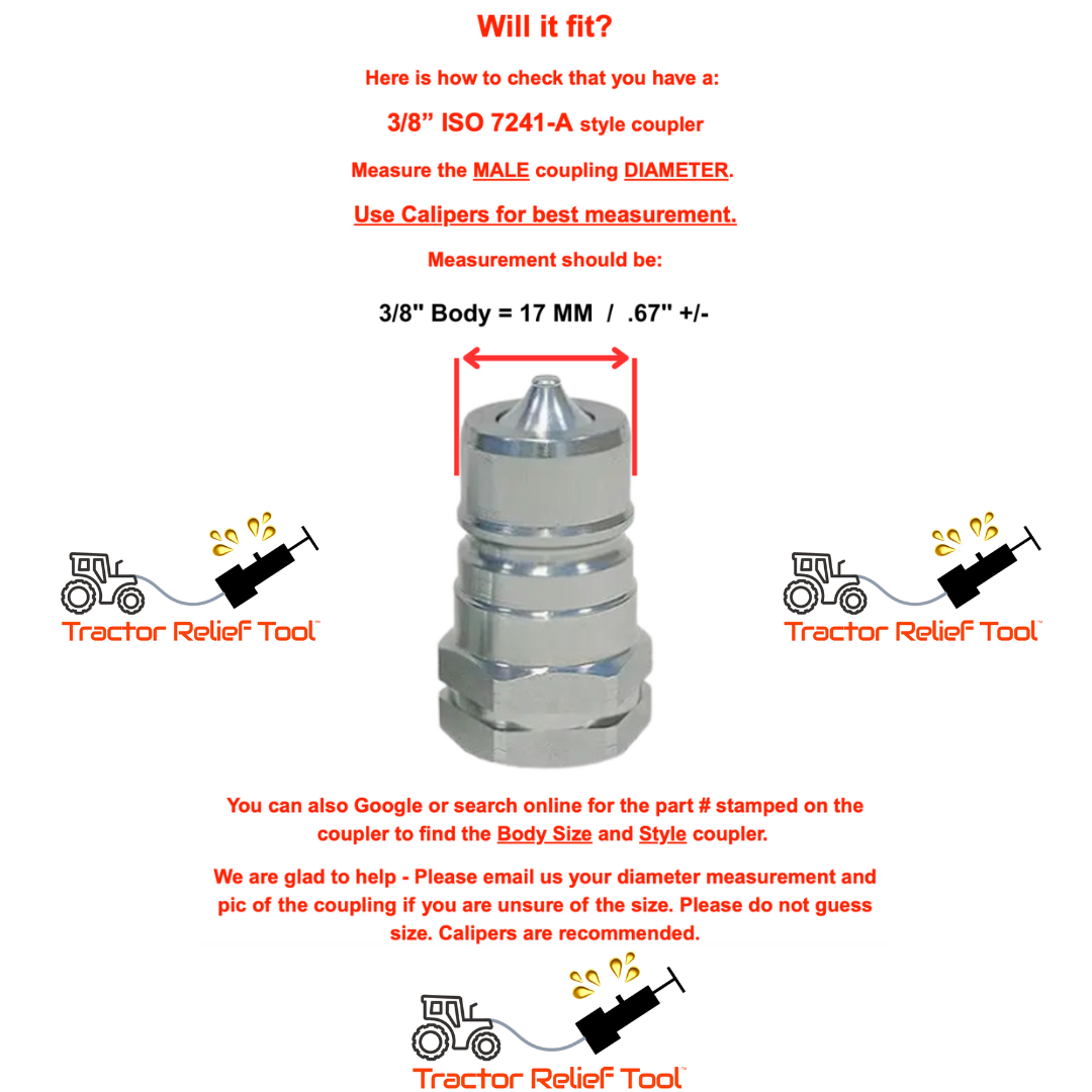 3/8" ISO 7241-A  Hydraulic Quick Coupling Pressure Decompression Relief Release Tool