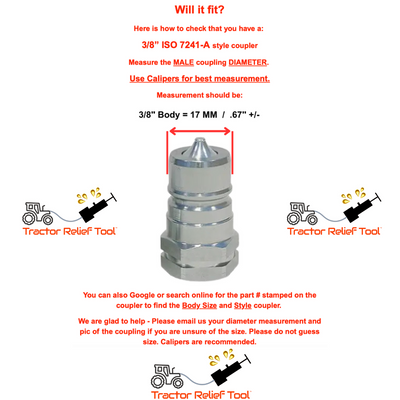 3/8" ISO 7241-A  Hydraulic Quick Coupling Pressure Decompression Relief Release Tool