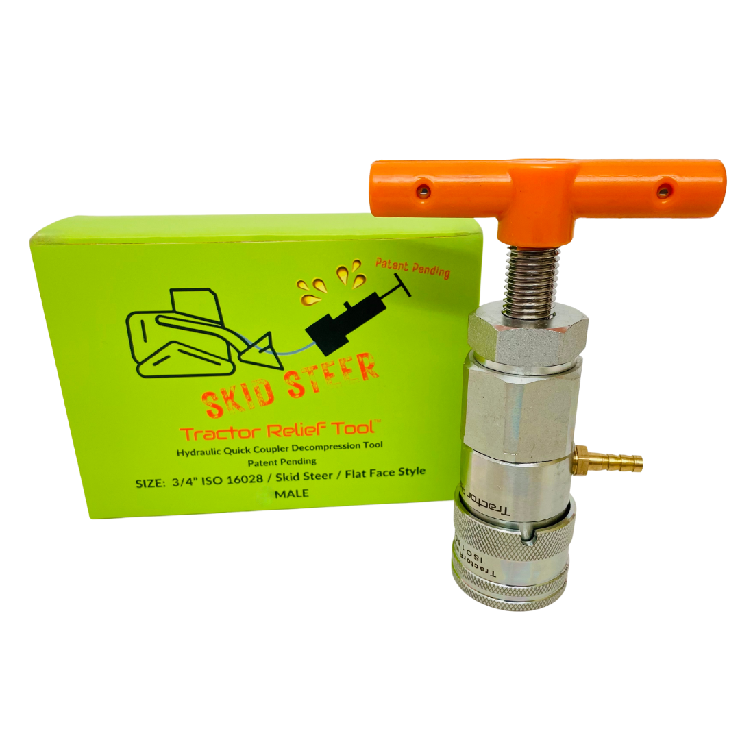 3/4" ISO 16028 Flat Face Skid Steer MALE Hydraulic Quick Coupler Pressure Decompression Relief Release Tool