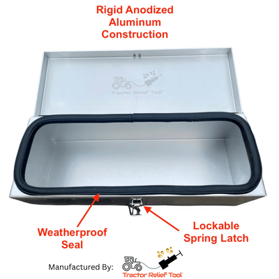 Weatherproof Anodized Aluminum Tractor Tool Box for Kubota, John Deere, Modern Tractors - Universal Fit