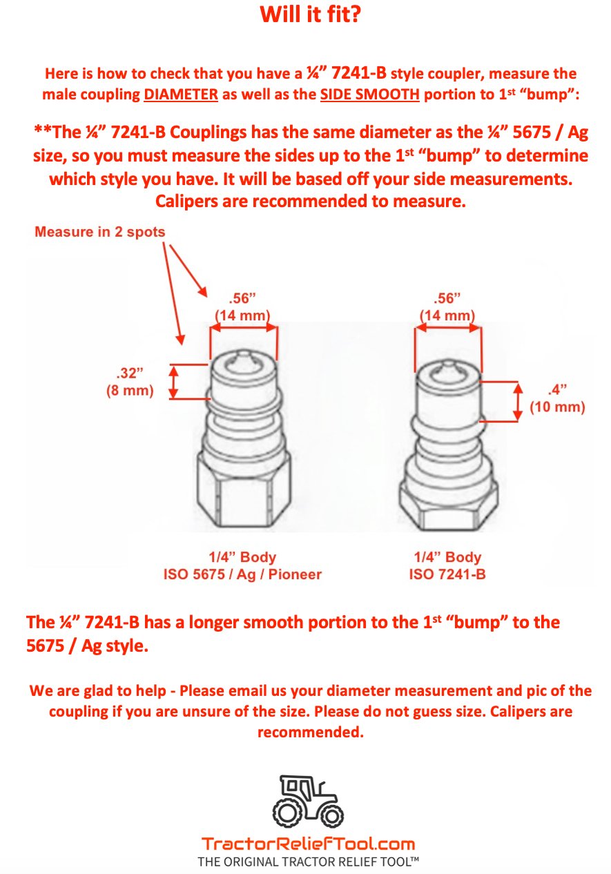 1/4" ISO 7241-B Hydraulic Coupling Decompression Relief Tool